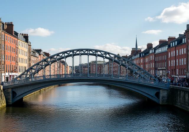 The iconic Ha'penny Bridge over the River Liffey in Dublin