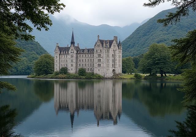 Kylemore Abbey reflected in a still lake