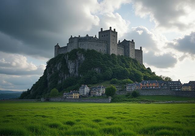 The historic Rock of Cashel against a cloudy sky